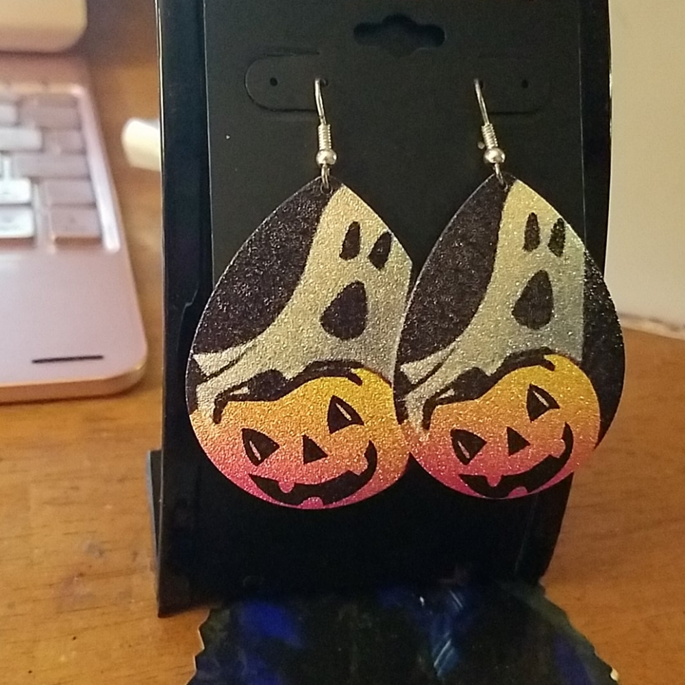 Halloween 2" Teardrop Metal Earrings - Picture 1 of 1